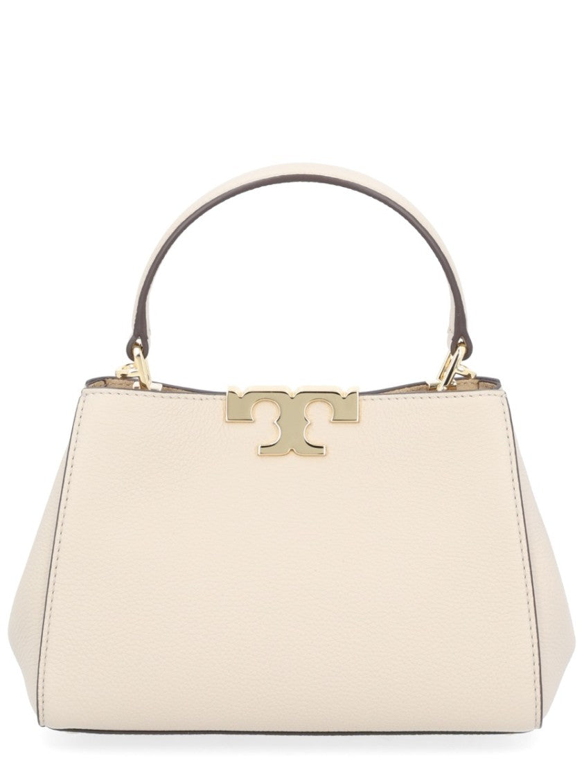 Tory Burch Neutral Eleanor Trapezoidal Metallic Logo Handbag