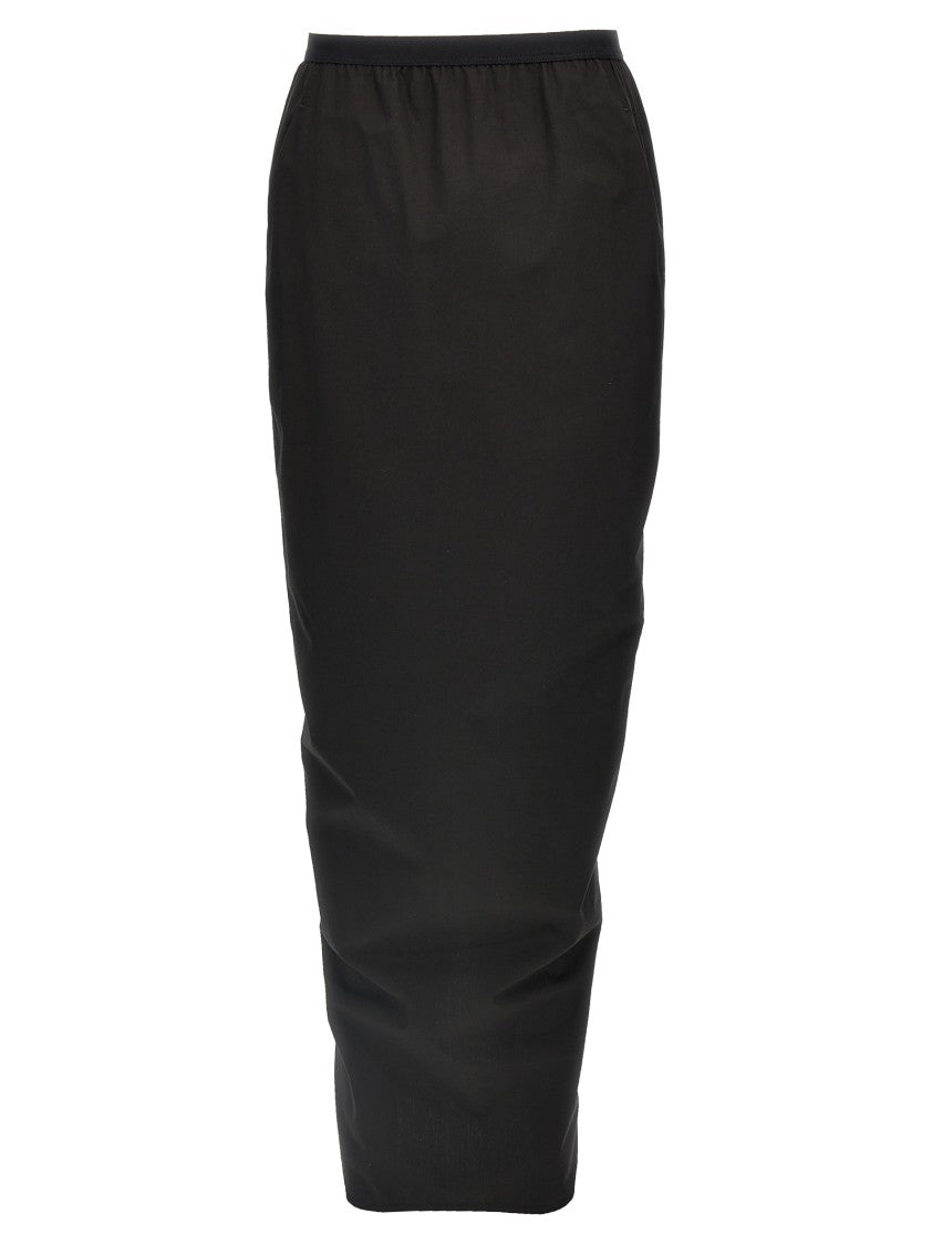 Rick Owens Soft Cotton Long Skirt With Back Split