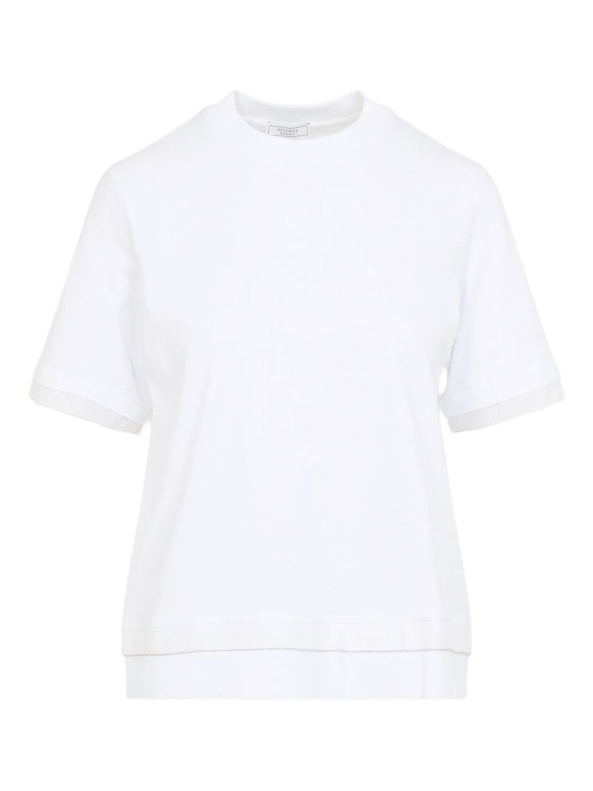 Peserico White Short-Sleeve Shirt With Double-Layered Hem