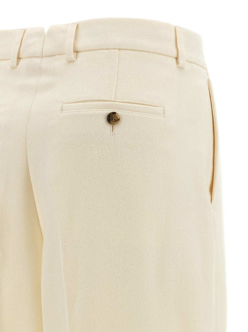 Ami Straight-Leg Wool Trousers With Stretched Pleat Detail