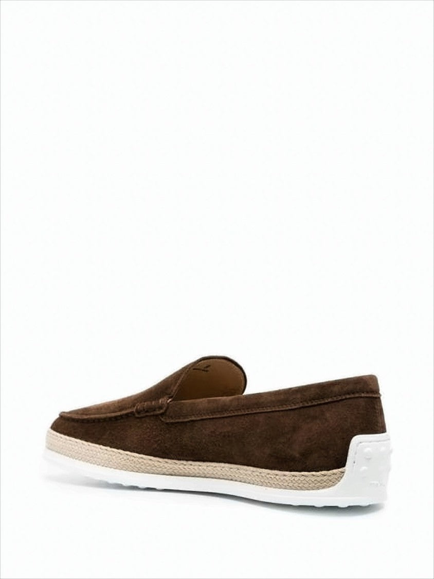 Tod's Moccasin-Style Brown Suede Loafers With Textured Grip
