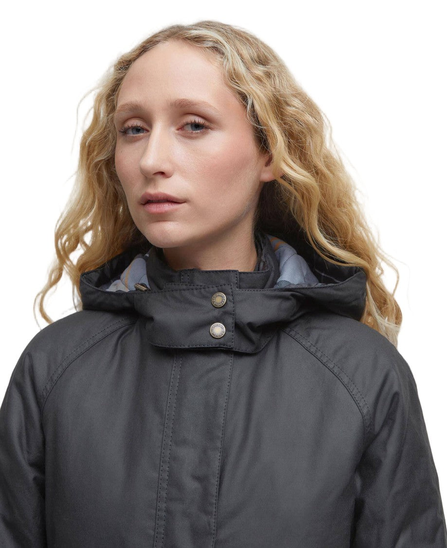 Barbour Functional Waxed Cotton Jacket With Corduroy Collar