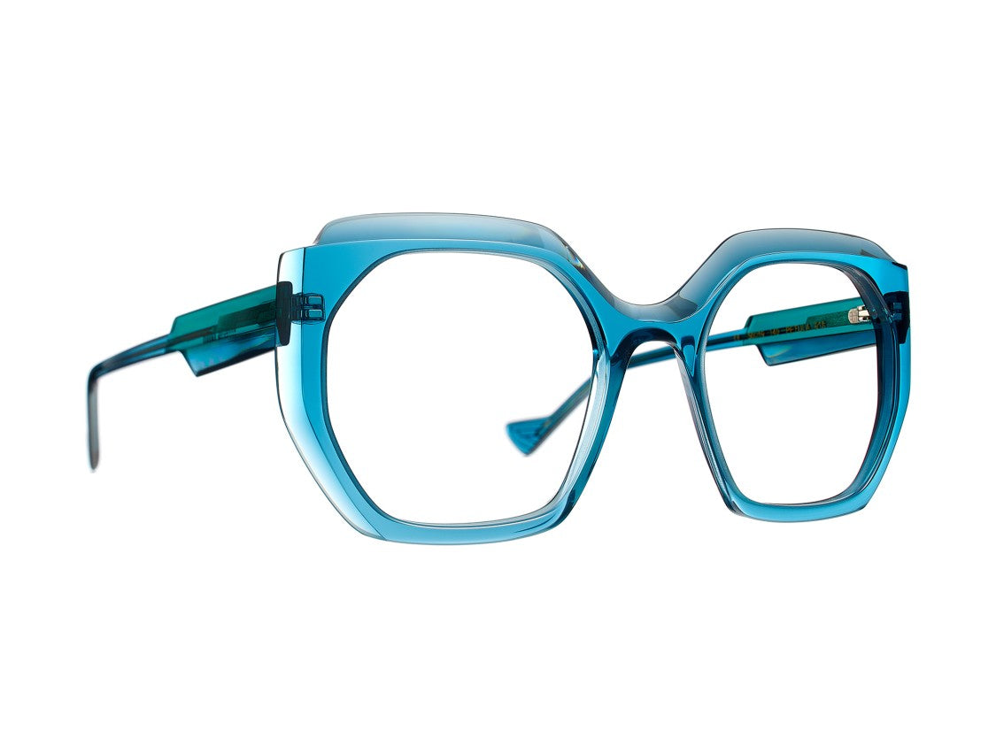 Caroline Abram Blue Petula Translucent Acetate Geometric Sunglasses
