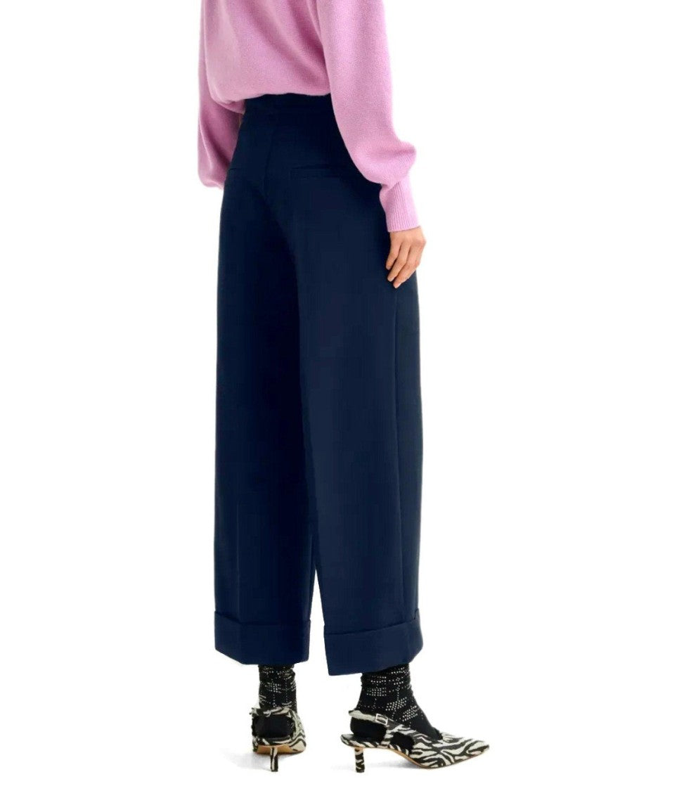 Essentiel Antwerp Imo Navy Blue Cropped Trousers