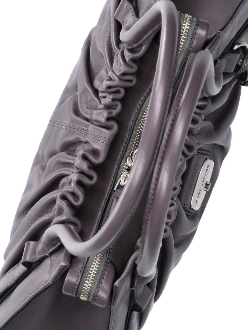 Marc Jacobs Gathered Design Leather Shoulder Bag With Padlock Charm