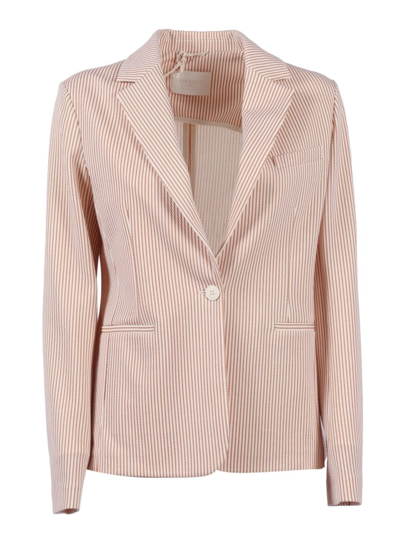 Circolo 1901 Striped Single Button Slim Jacket