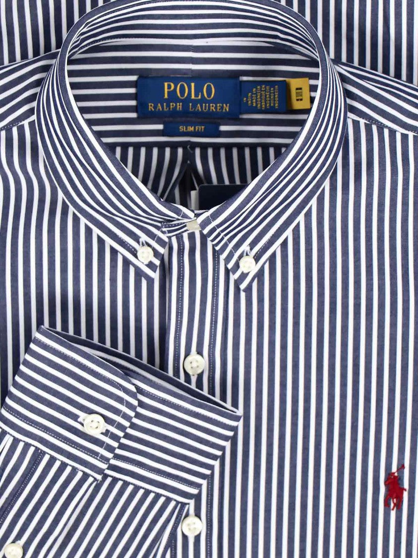 Polo Ralph Lauren Striped Logo Shirt – Blue