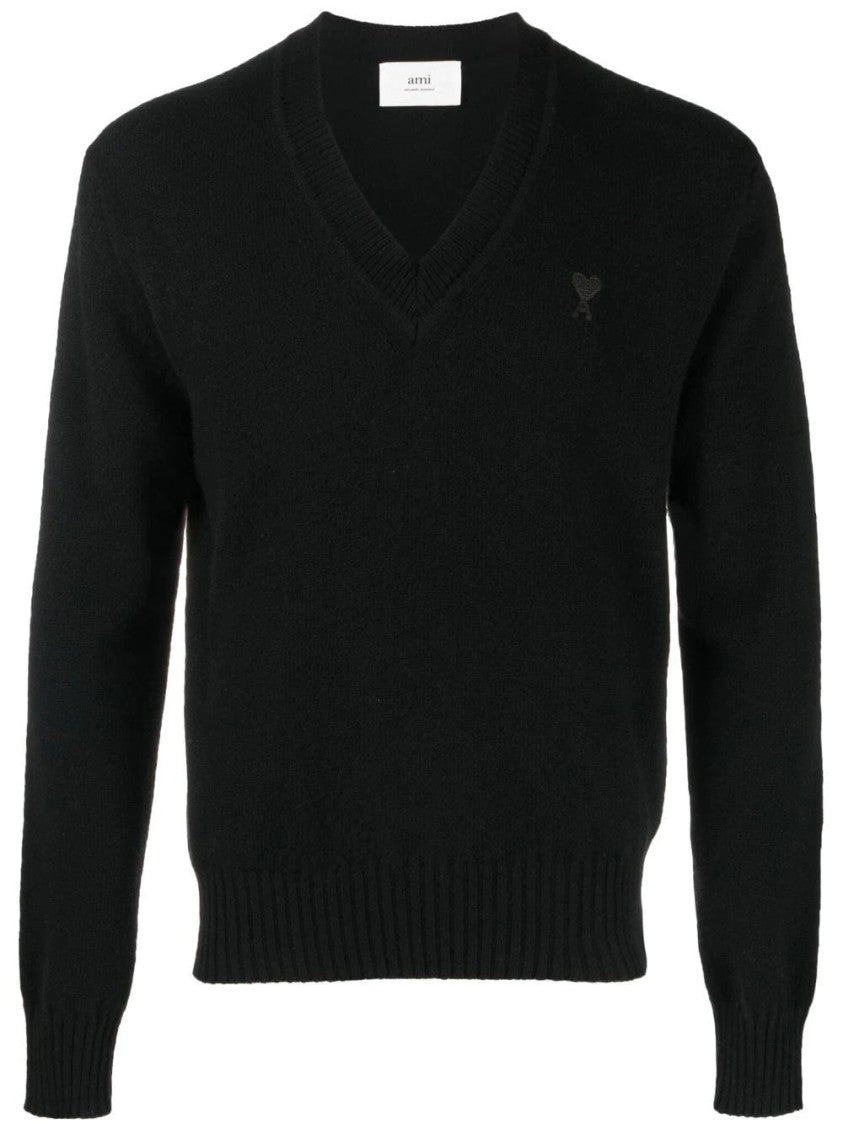 Ami Tonal Adc V-Neck Sweater