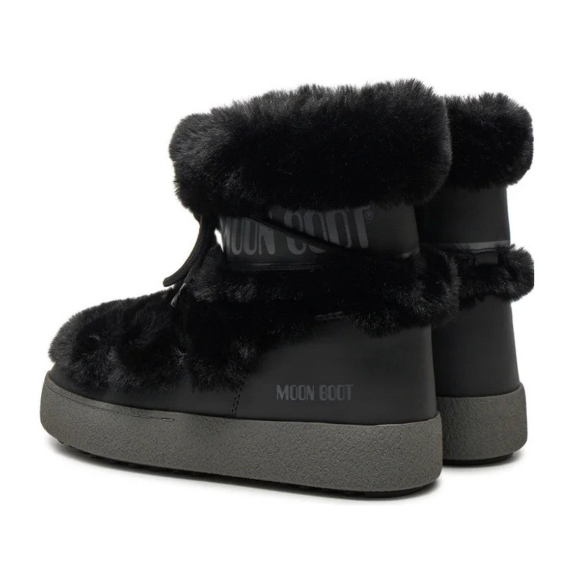 Moon Boot Black Mb Ltrack Nylon Faux Fur Lace-Up Boots