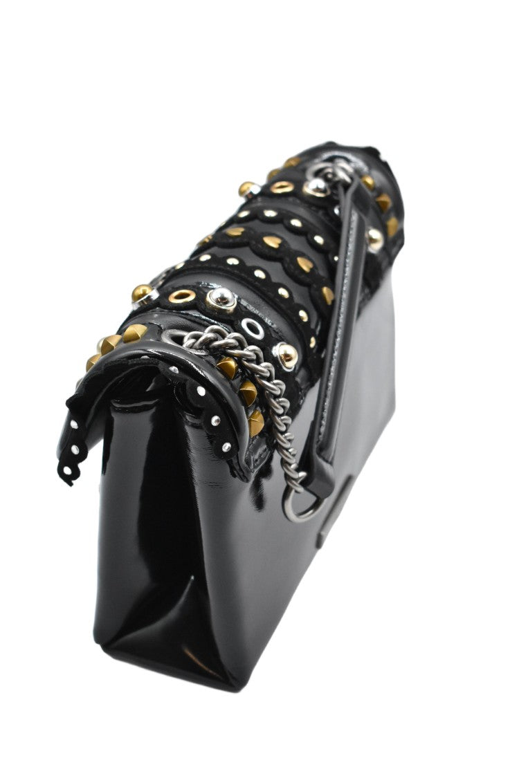 Kurt Geiger Statement Black Handbag With Edgy Gold