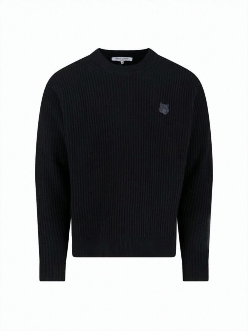Maison Kitsuné Ribbed Black Wool Sweater