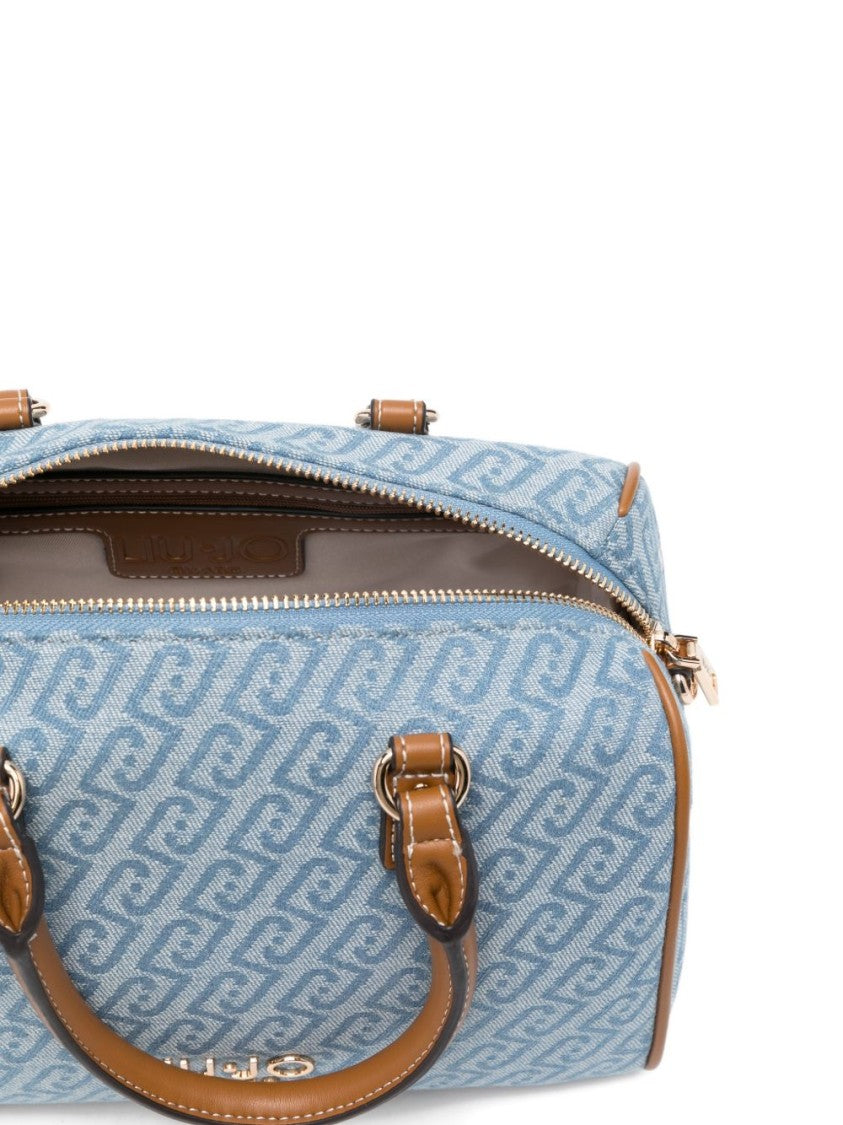 Liu Jo Light Blue Logo Print Shoulder Bag