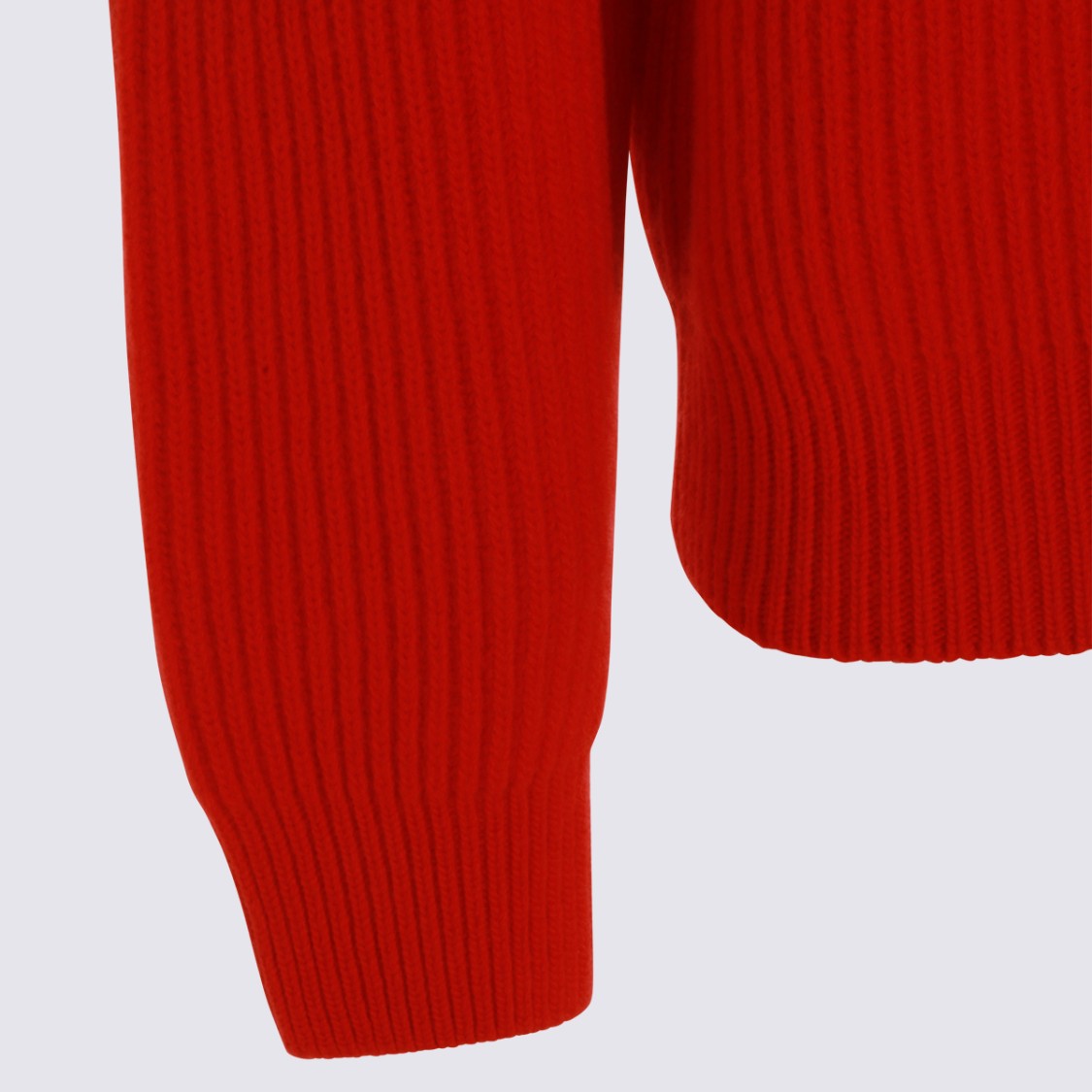 Jil Sander Half-Zip Ribbed Knit Sweater With Stand Collar