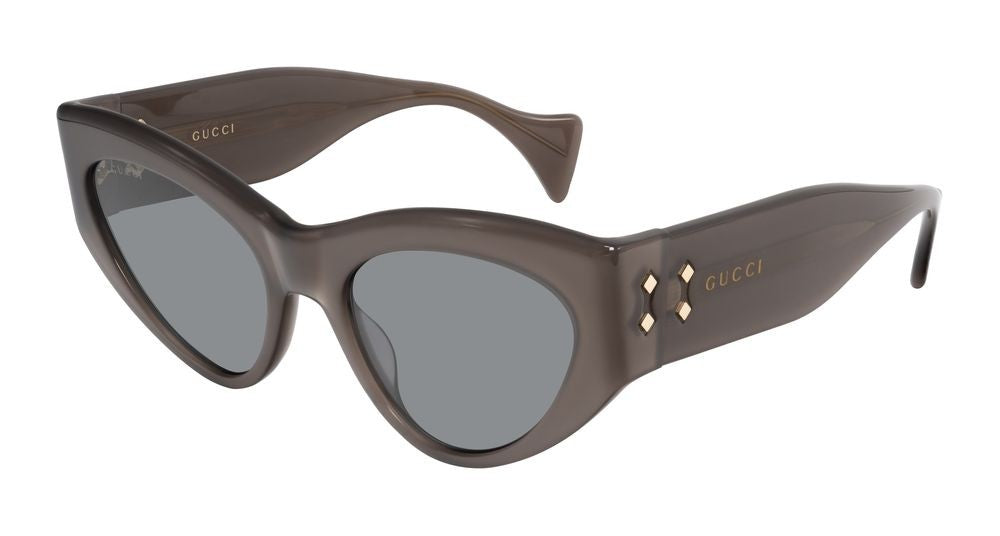 Gucci Grey Gold Accents Oversized Cat-Eye Sunglasses