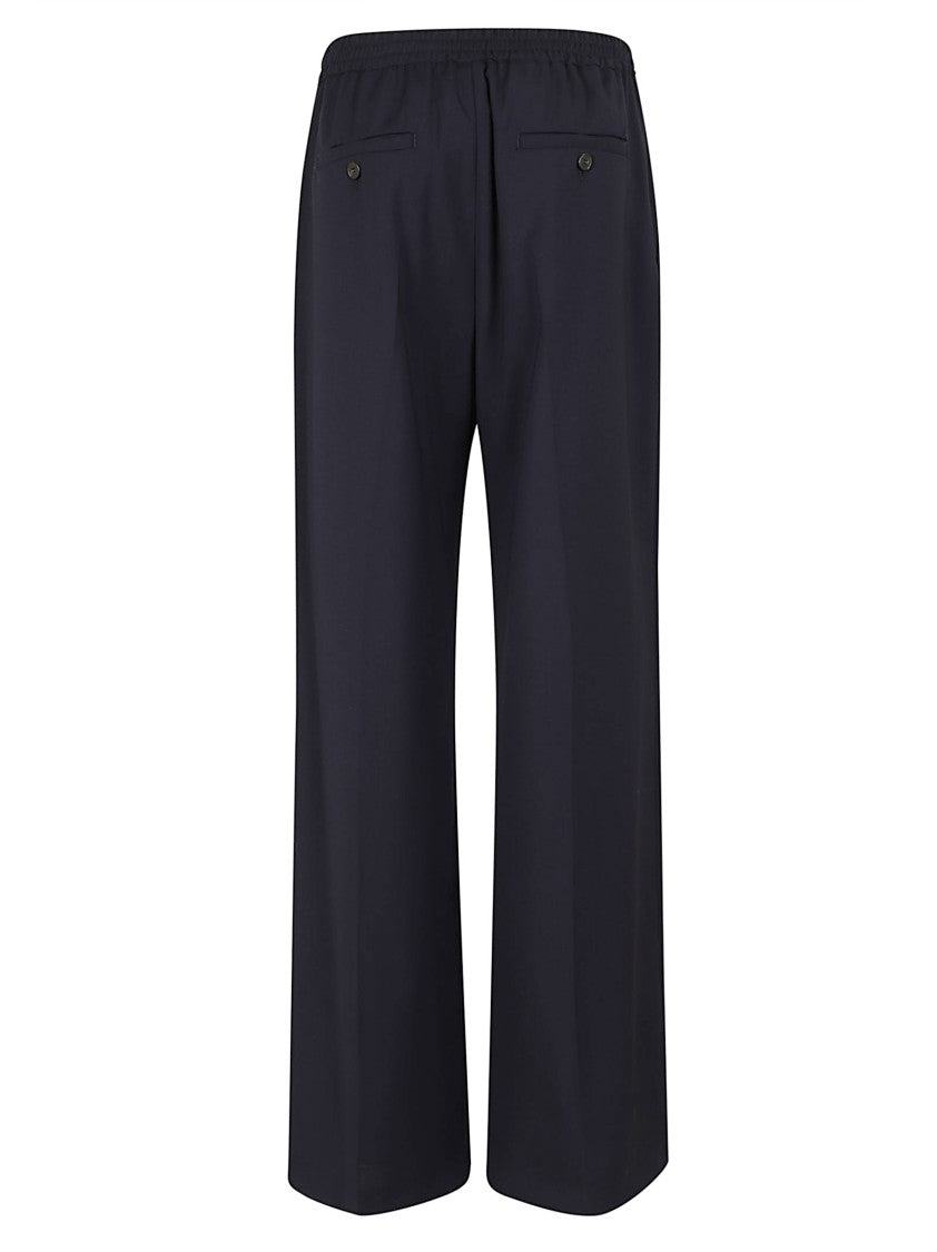Max Mara Wide-Leg Wool Trousers With Elastic Waistband And Pressed Pleats