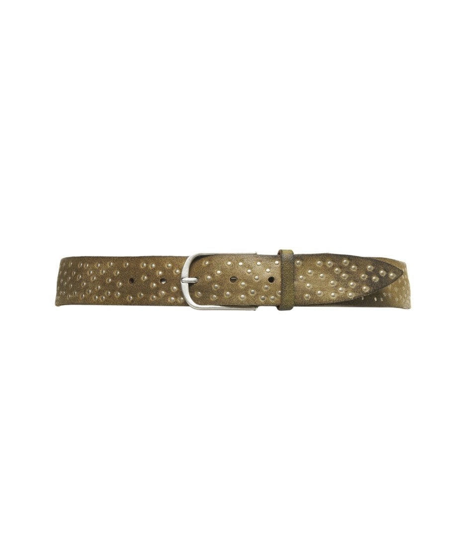 Gavazzeni Belt With Silver-Colored Studs And Textured Leather