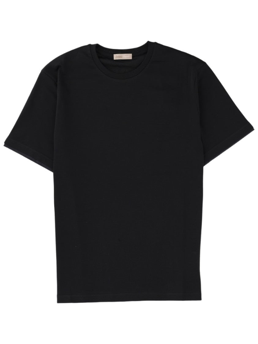 Herno Crew Neck Relaxed Fit Black Cotton T-Shirt