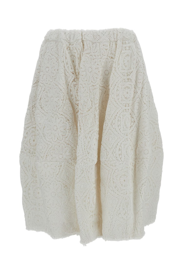 Comme Des Garçons White Balloon Double-Layered Floral Midi Skirt