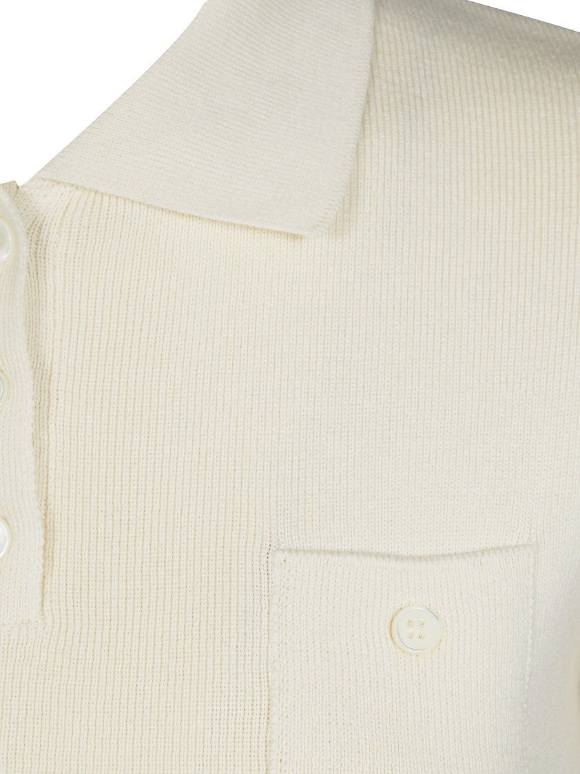 Mm6 By Maison Margiela Ribbed Texture Fitted Chest Pocket Polo Shirt