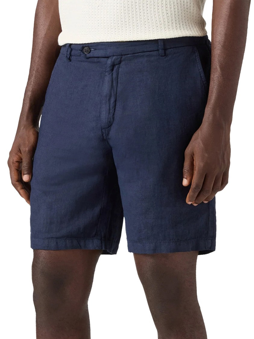 Mc2 Saint Barth Tailored Linen Herringbone Shorts With Button