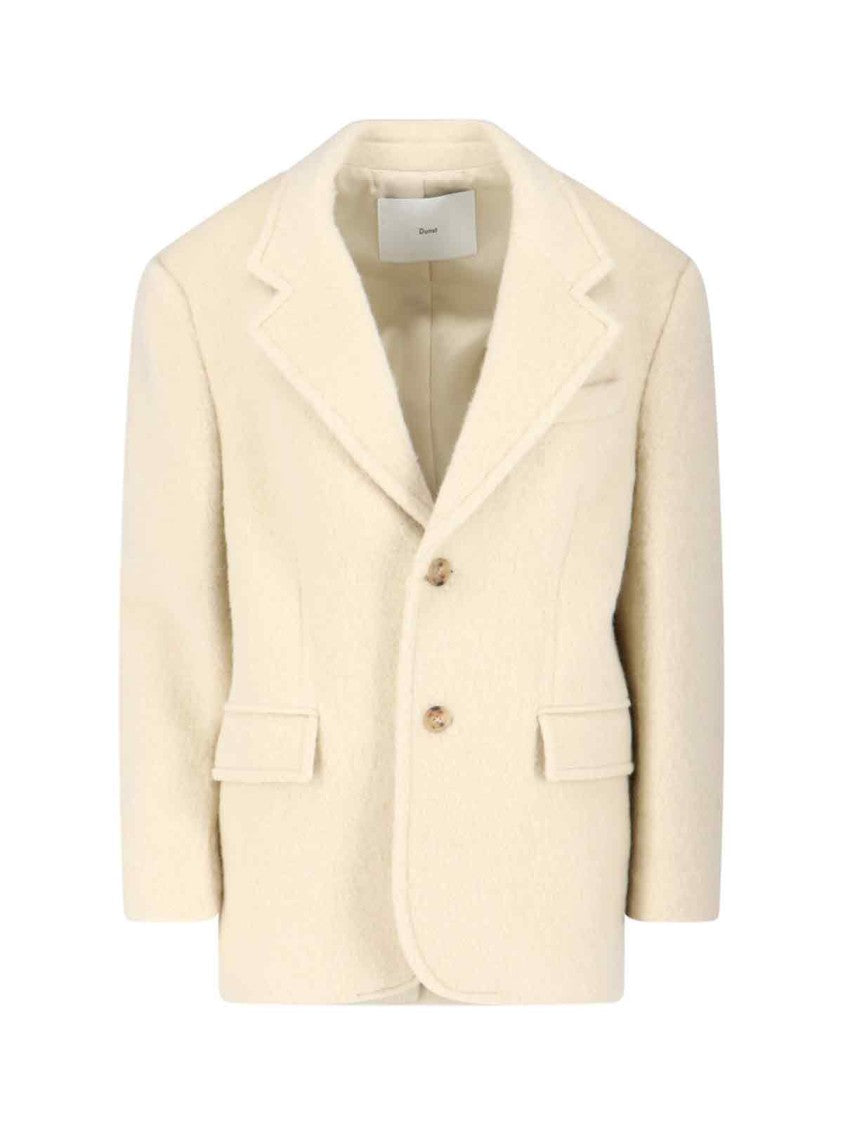 Dunst Minimalist White Jacket With Structured Silhouette And Front Zipper Closure