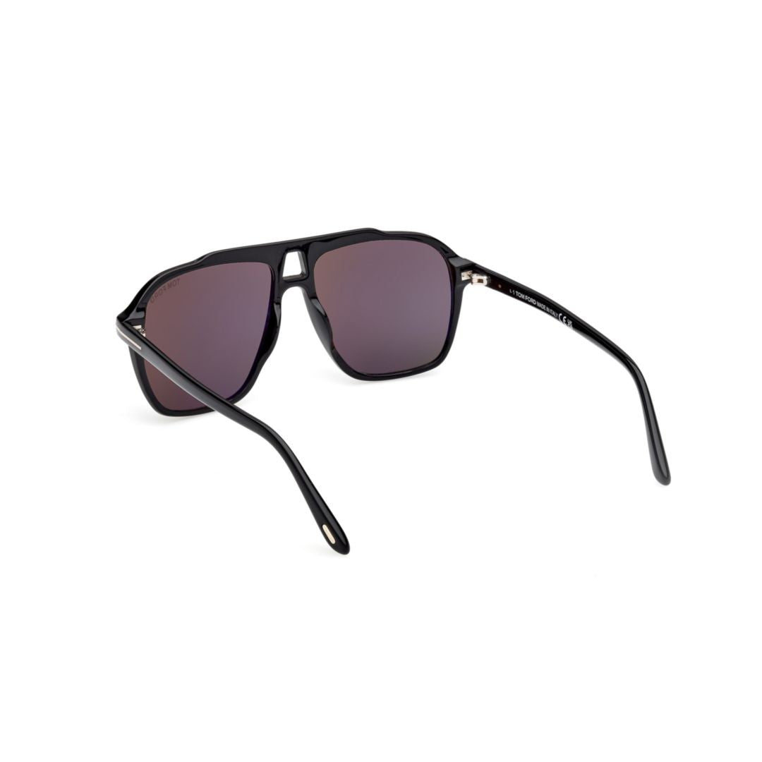 Tom Ford Oversized Square Frame Sunglasses With Glossy Black Acetate
