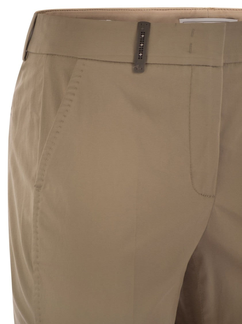 Peserico Light Cotton Satin Cigarette Trousers