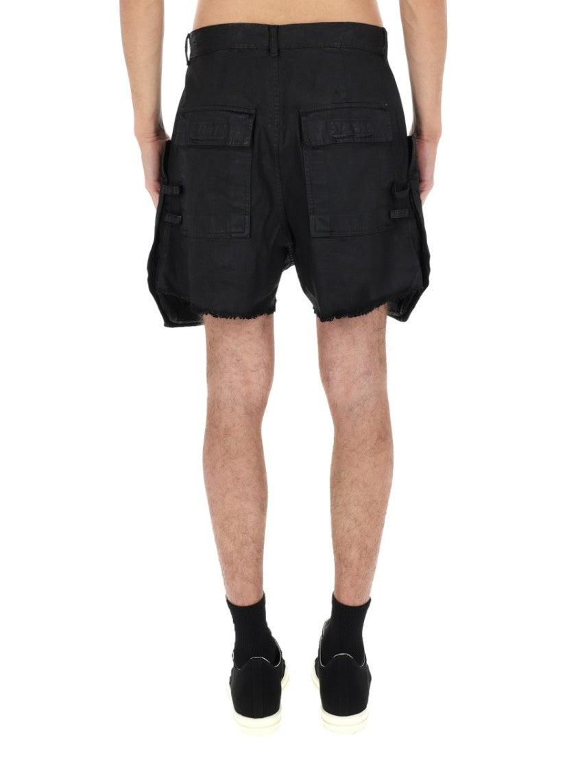 Drkshdw By Rick Owens Black Stefan Cotton Utility Cargo Shorts