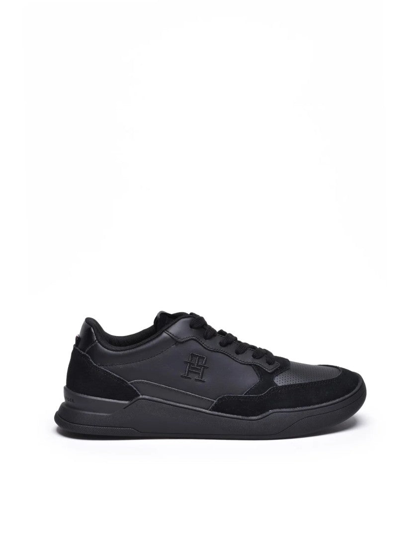 Tommy Hilfiger Black Leather Cupsole Sneakers