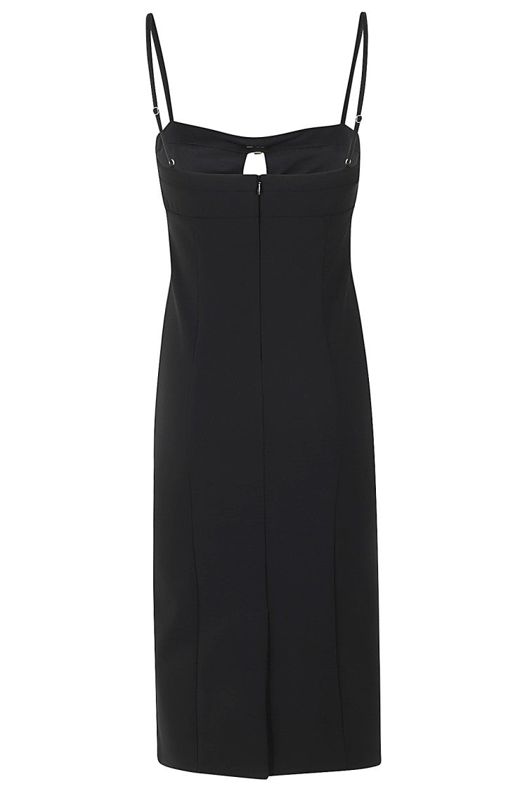 Blumarine Knee-Length Black Bow Dress With Bijou Brooch Detail