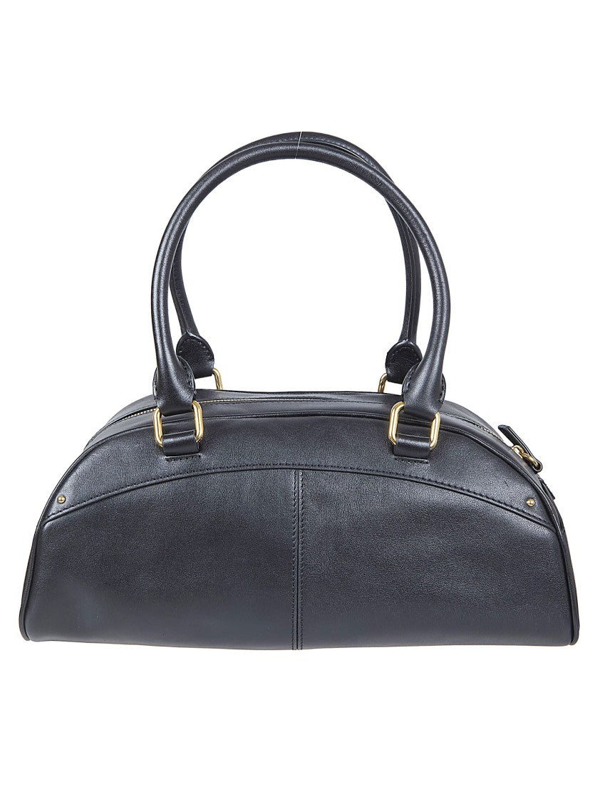 Chloé Structured Black Handbag With Gold-Tone Hardware And Removable Keychain