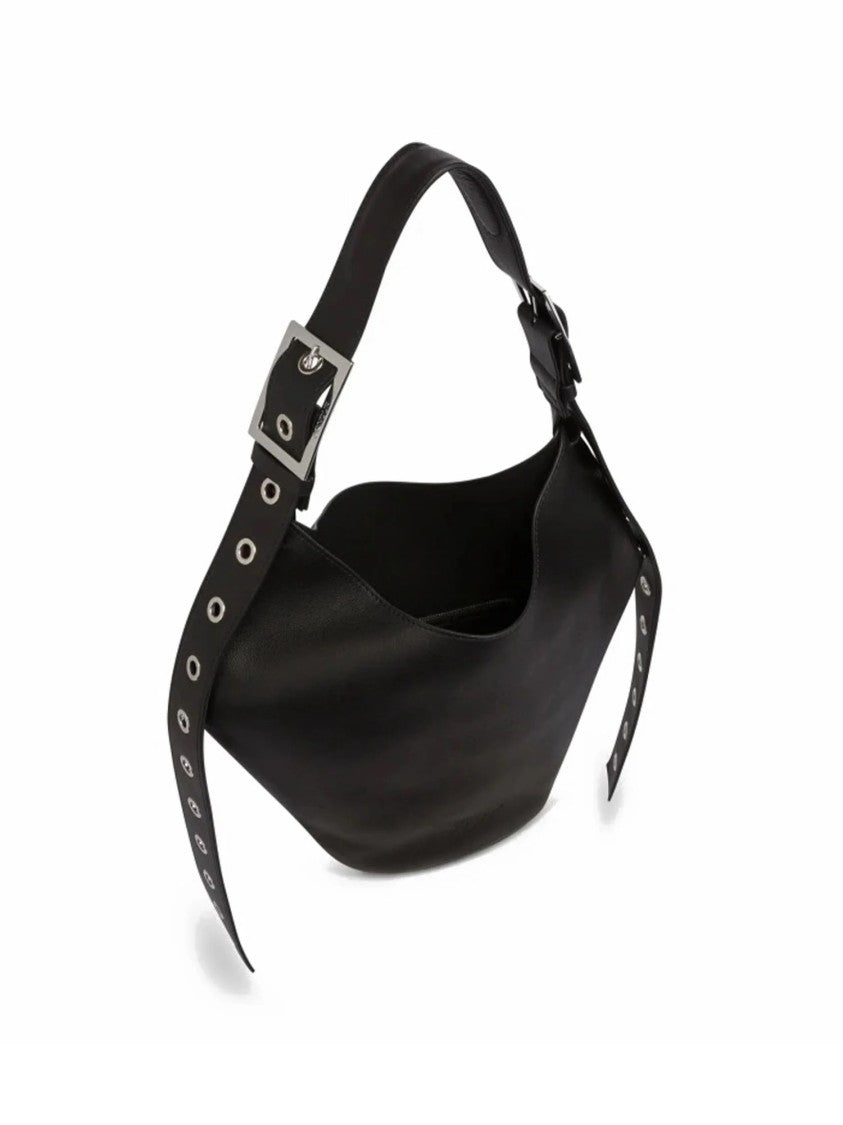 Dondup Black Small Hobo Leather Bag