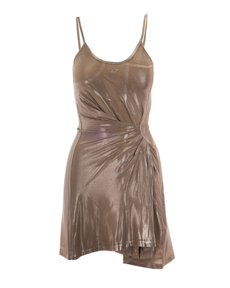 Diesel Sandy Beige Invy Sprayed Mylar Mini Dress