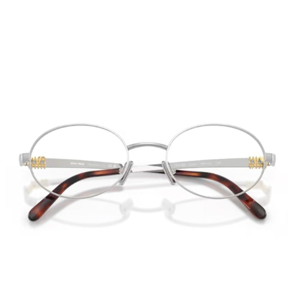 Miu Miu Slim Oval Silver-Tone Frame With Acetate Tips