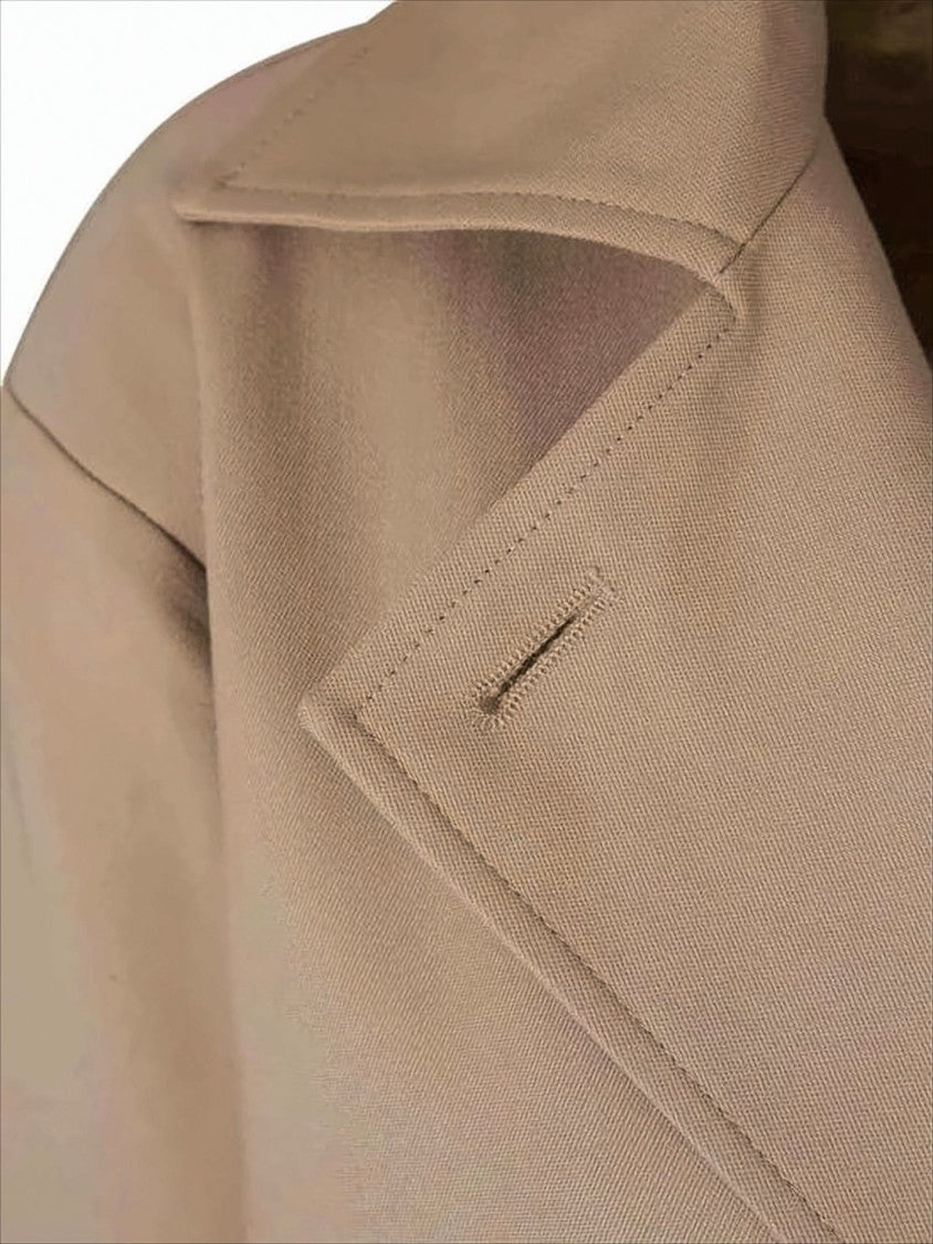 Totême Double-Breasted Beige Coat With Adjustable Cuffs