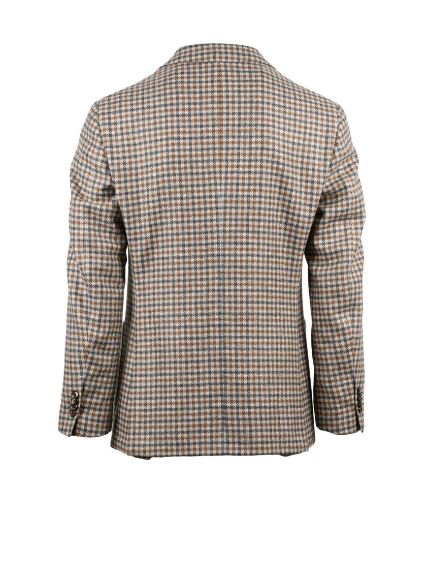 Luigi Bianchi Rounded Jacket With Classic Checkered Pattern
