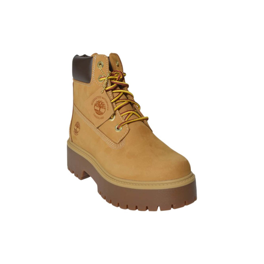 Timberland Lace-Up Brown Leather Boots With Thick Lug Sole And Padded Collar