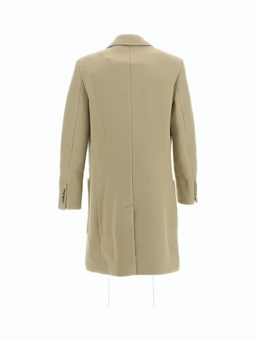 Ami Paris Classic Tailored Wool Coat With Notched Lapel