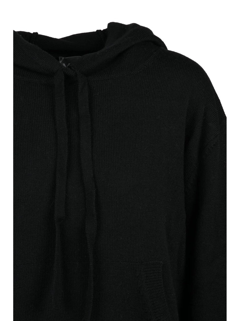 Mm By Max Mara Knit Sweatshirt In 100% Virgin Wool With Hood And Kangaroo Pocket