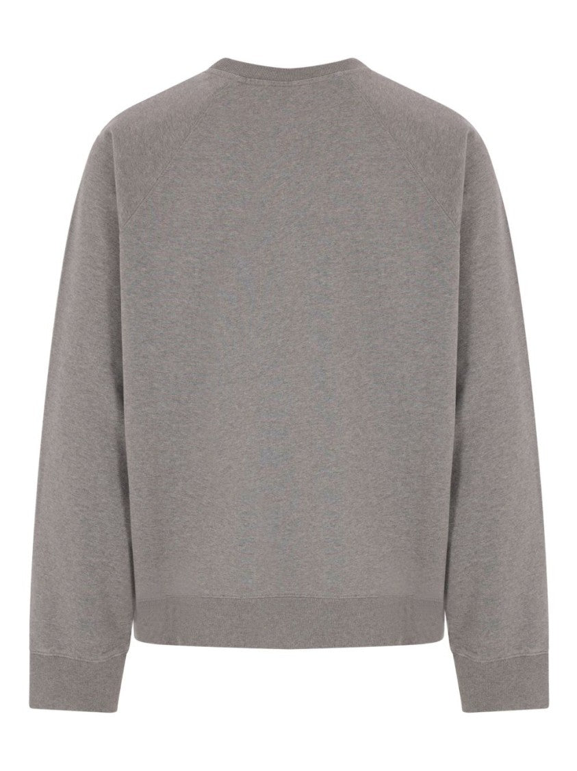 Maison Kitsuné Heathered Grey Sweater With Classic Crew Neckline