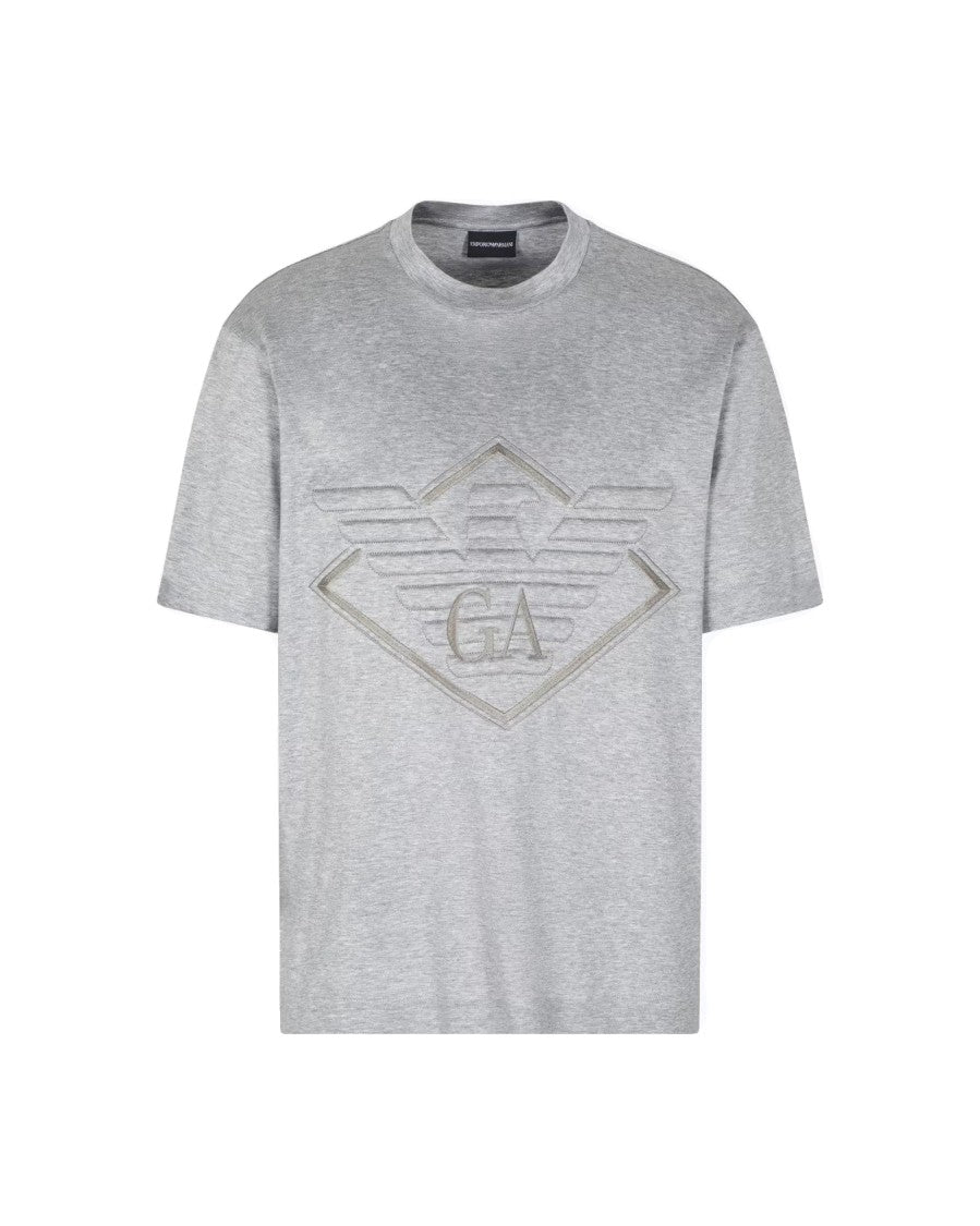 Emporio Armani Maxi-Relief Embroidered Lyocell-Cotton Blend T-Shirt