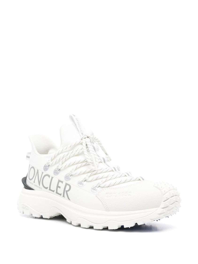 Moncler White Sneakers With Textured Sole And Prominent Logo