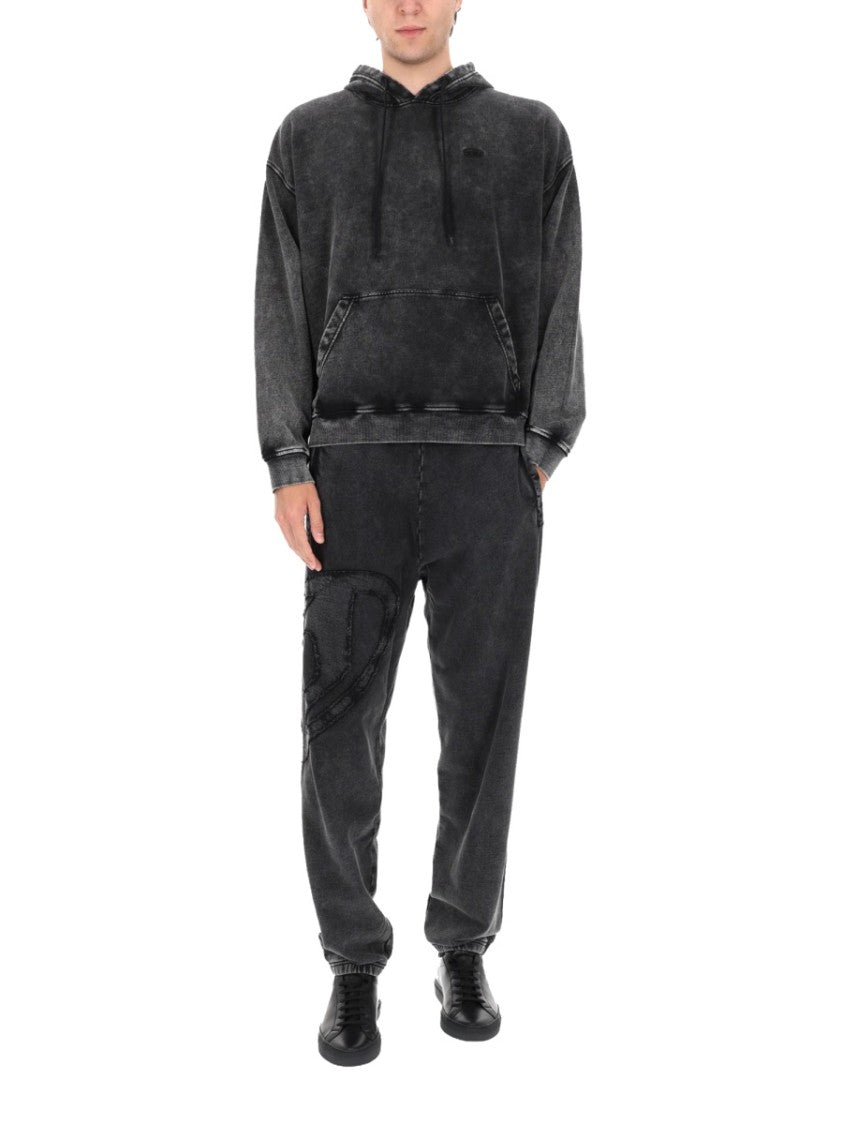 Diesel Washed Black P-Marky-Den Textured Patch Sweatpants