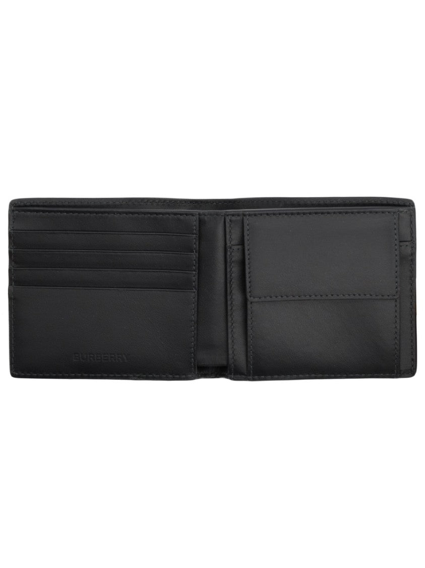 Burberry Check Pattern Grey Compact Wallet