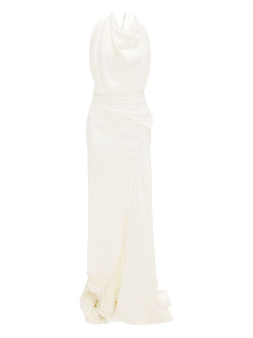 Victoria Beckham Long Sleeveless Dress With Rouleaux Detailing