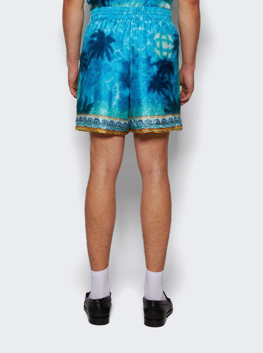 Casablanca Caustics Emblem Shorts Turquoise