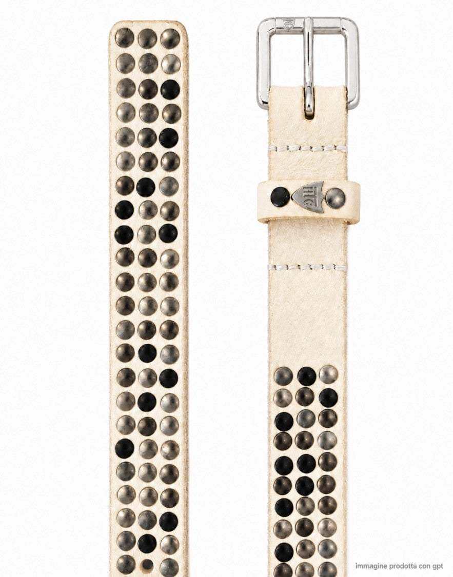 Htc Los Angeles White Los Angeles 3.000 Studded Leather Belt