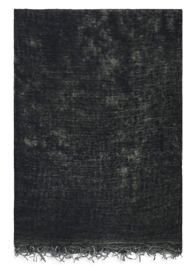 Avant Toi Grey Melange Cashmere Fringed Scarf