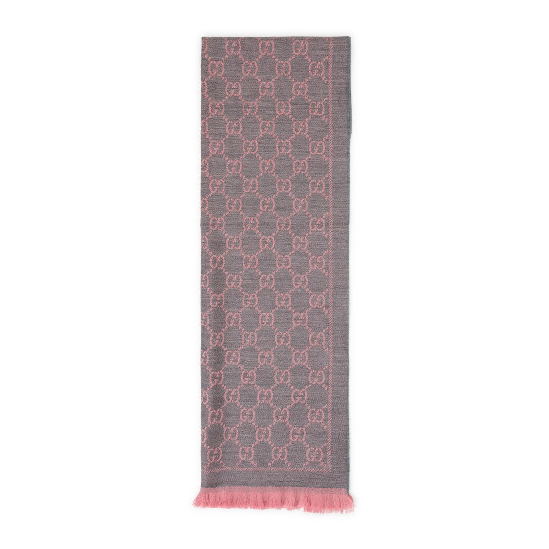 Gucci Pink Gg Jacquard Pattern Knitted Scarf