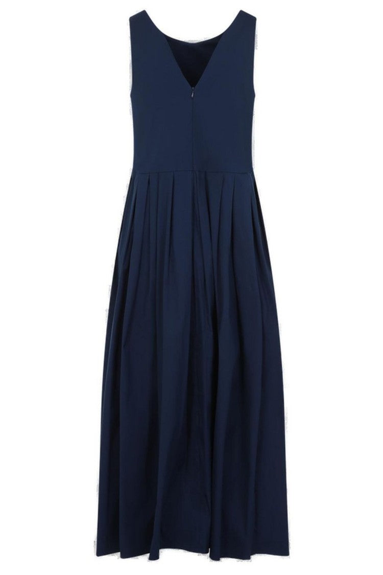 Max Mara Timeless Blue Dress With Classic Silhouette And Smooth Texture